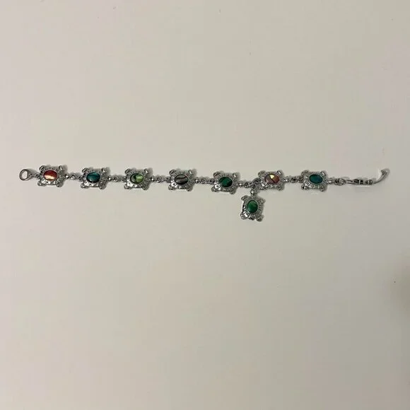 Multi Coloured Turtle Shell Bracelet 7 Inch Long - Picture 7 of 16